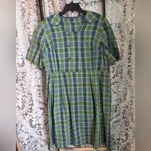 Stylish Green Plaid Women's Dress